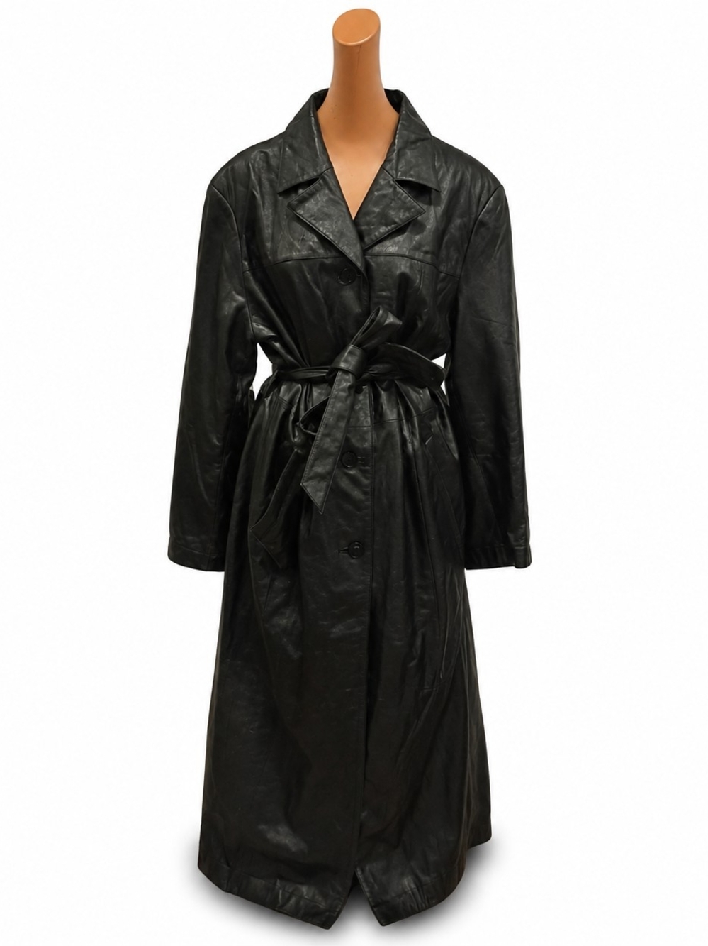 Pelle Studio Leather Trench Coat W/ Adjustable Belt  - Women's Size, Large.